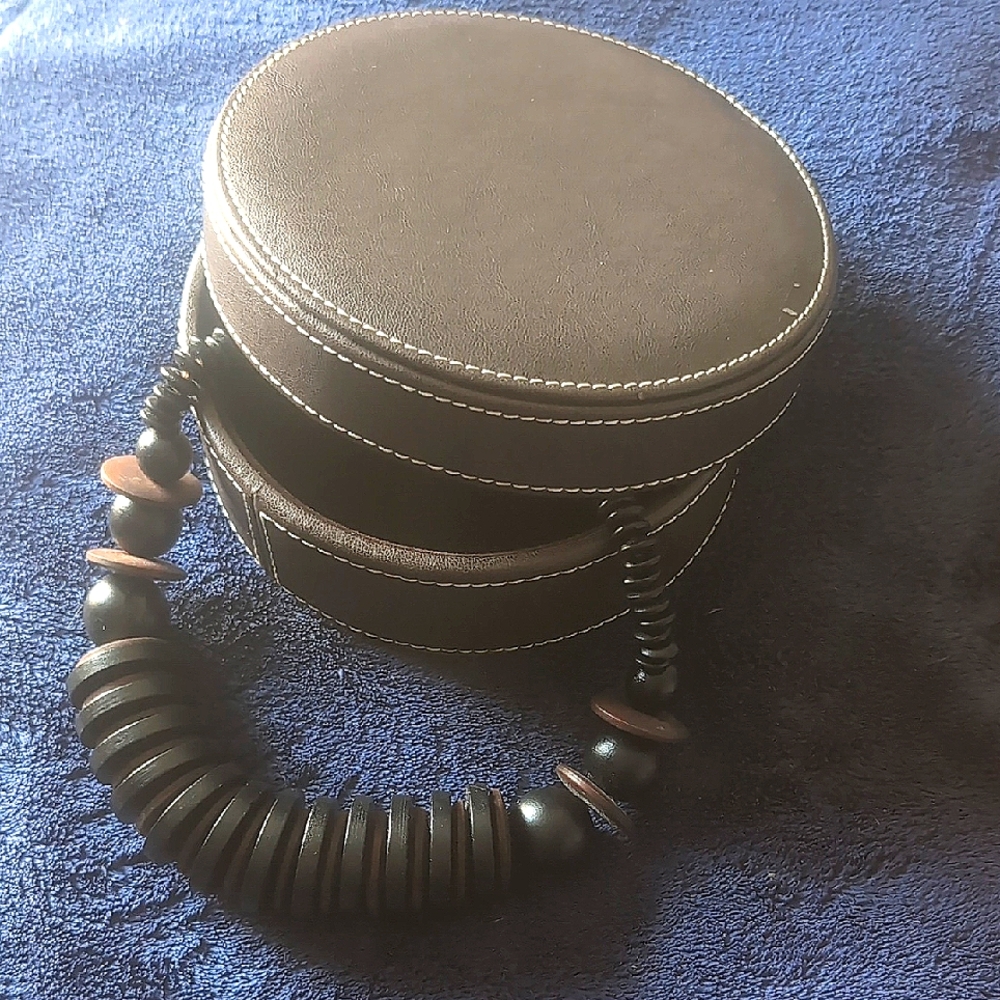 Black and Brown Wood Beaded Necklace